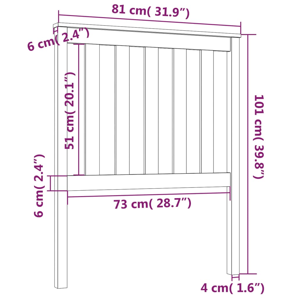 vidaXL Tăblie de pat, gri, 81x6x101 cm, lemn masiv de pin