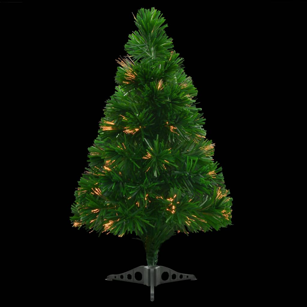 vidaXL Brad de Crăciun artificial cu fibră optică, verde, 64 cm