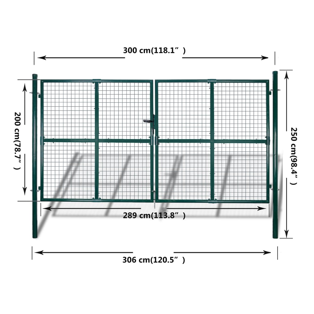 Gard de grădină plasă, poartă gard grilaj, 289x200 cm/306x250 cm