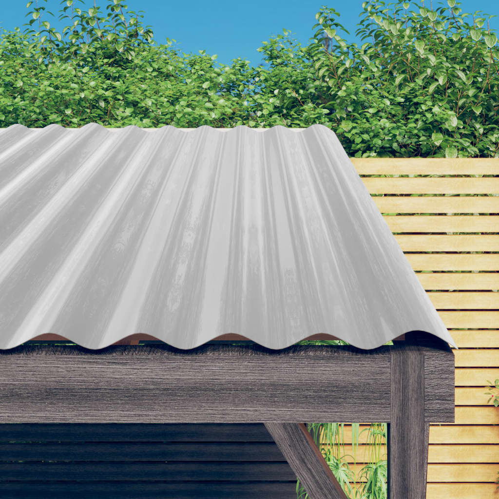 vidaXL Panouri de acoperiș, 12 buc., oțel vopsit, argintiu, 100x36 cm