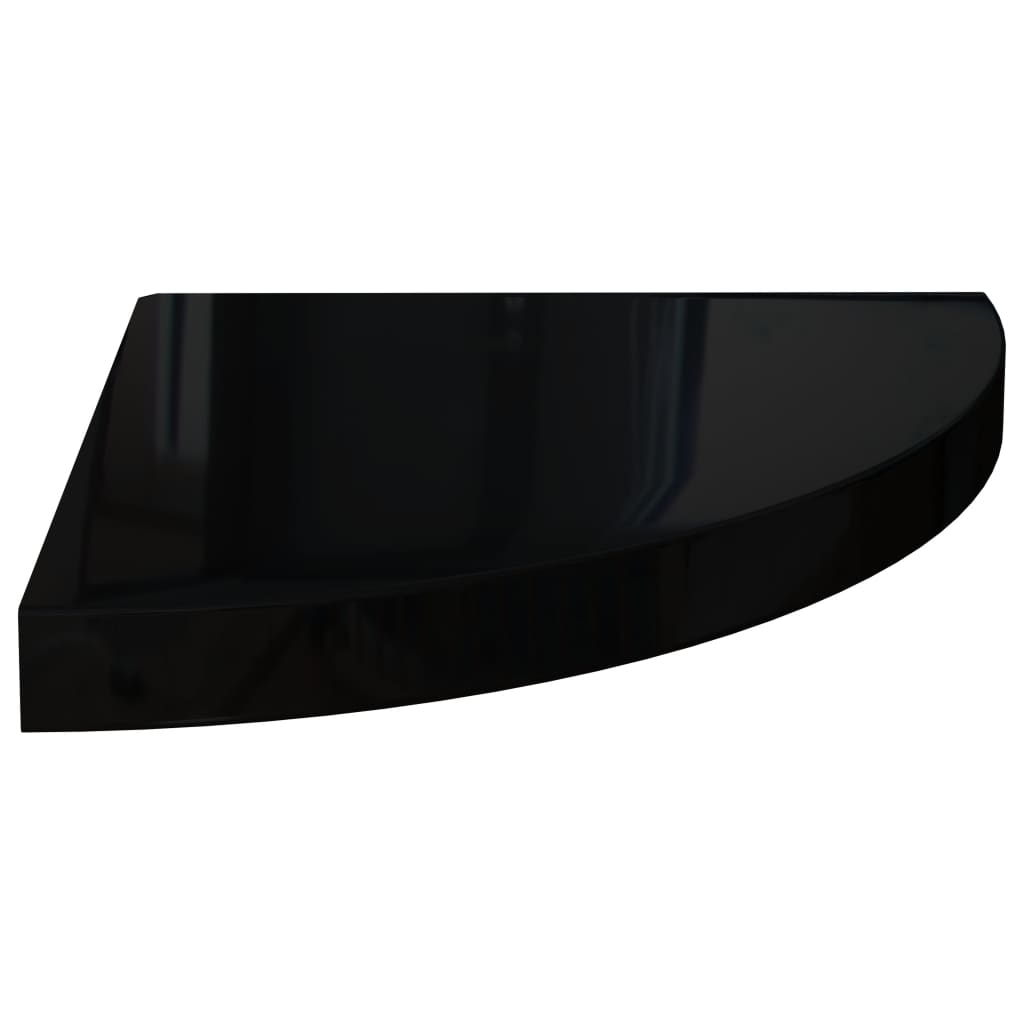 vidaXL Rafturi colț perete, 2 buc., negru extralucios 35x35x3,8 cm MDF