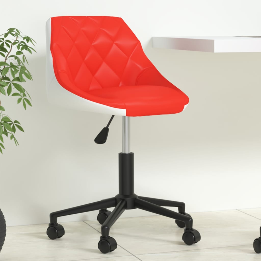 vidaXL Scaun de birou pivotant, roșu și alb, piele ecologică