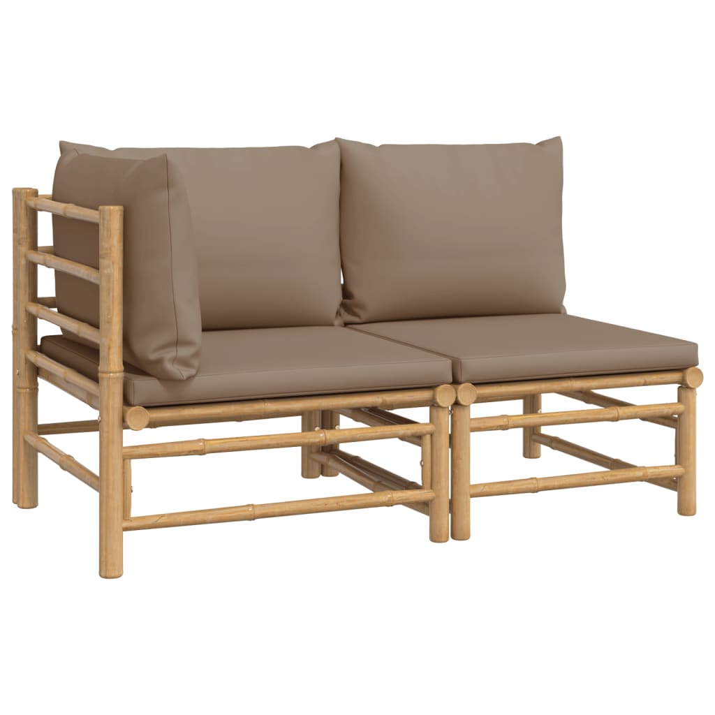 vidaXL Set mobilier de grădină cu perne gri taupe, 2 piese, bambus