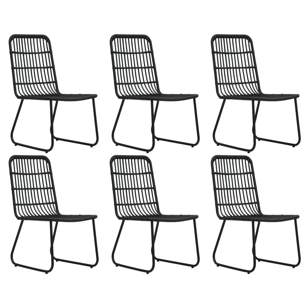 vidaXL Set mobilier de exterior, 7 piese, negru, poliratan și sticlă