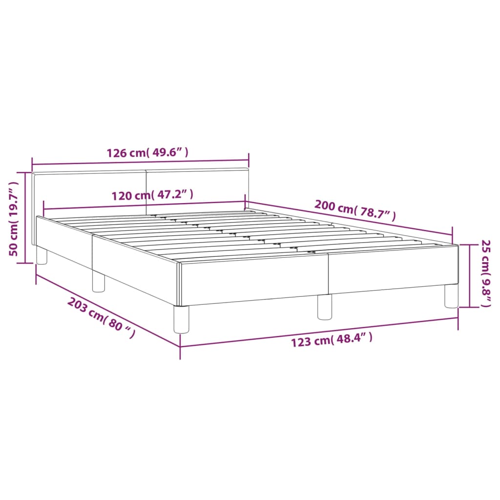 vidaXL Cadru de pat cu tăblie, negru, 120x200 cm, piele ecologică