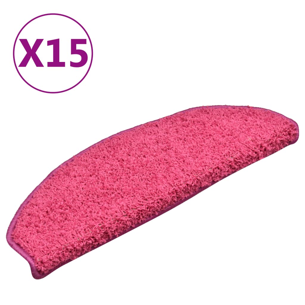 vidaXL Covorașe pentru trepte scară, 15 buc., roz, 65 x 21 x 4 cm