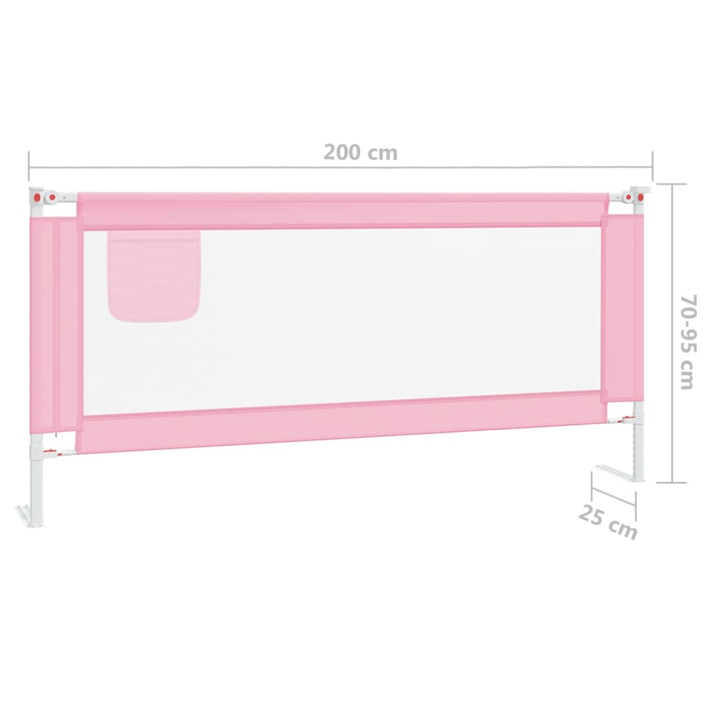 vidaXL Balustradă de protecție pat copii, roz, 200x25 cm, textil