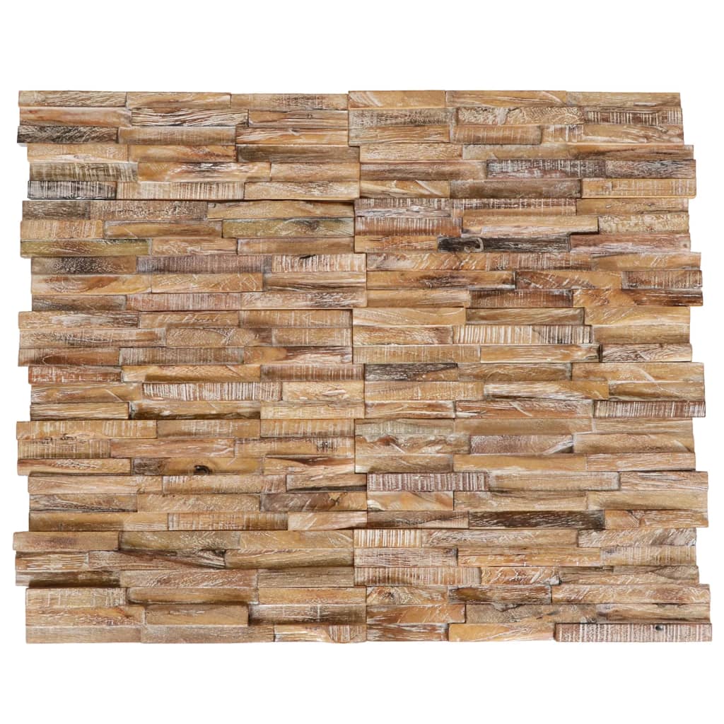 vidaXL Panouri placare pereți 3D, 10 buc., 1,01 m², lemn masiv de tec