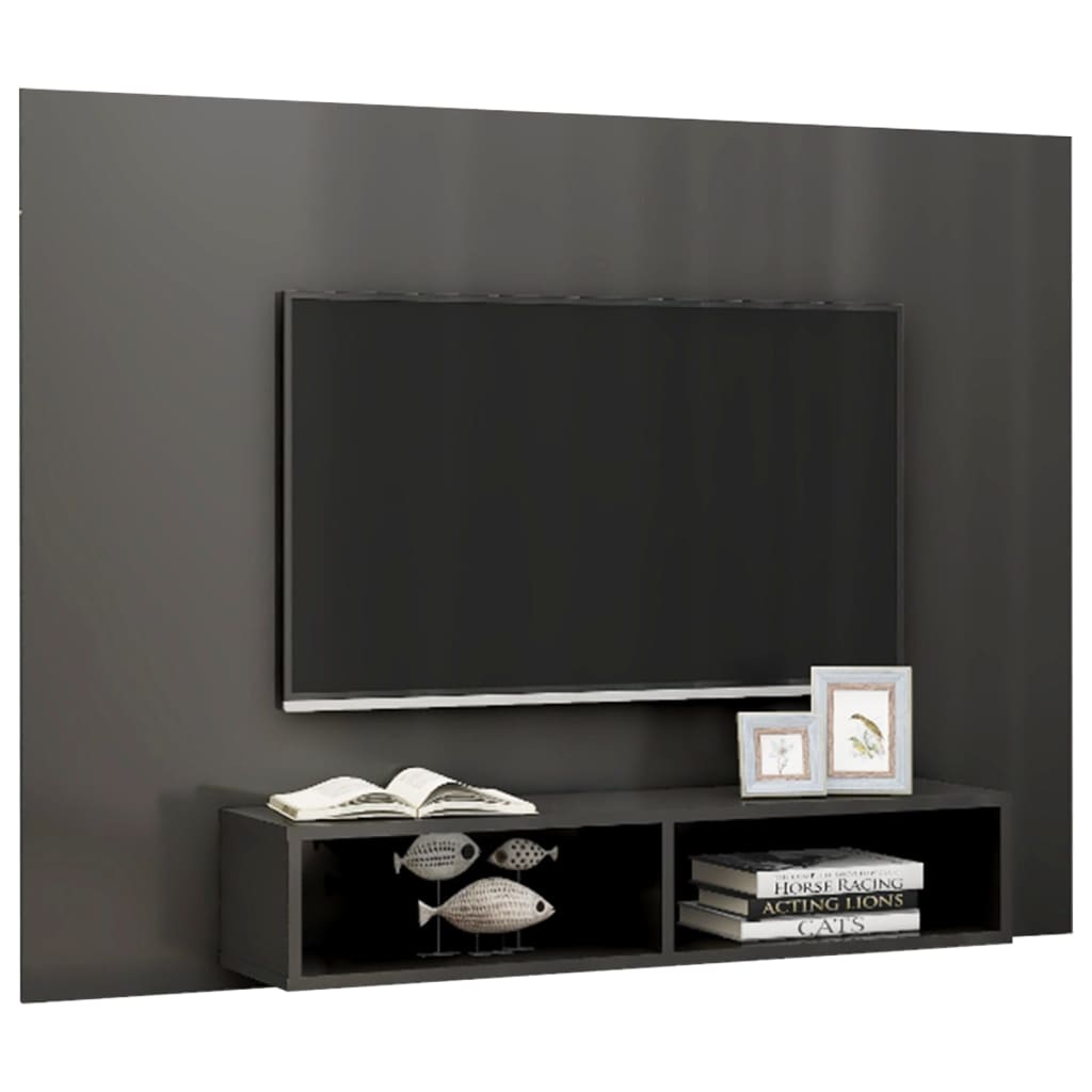 vidaXL Comodă TV de perete, gri extralucios, 135x23,5x90 cm, PAL