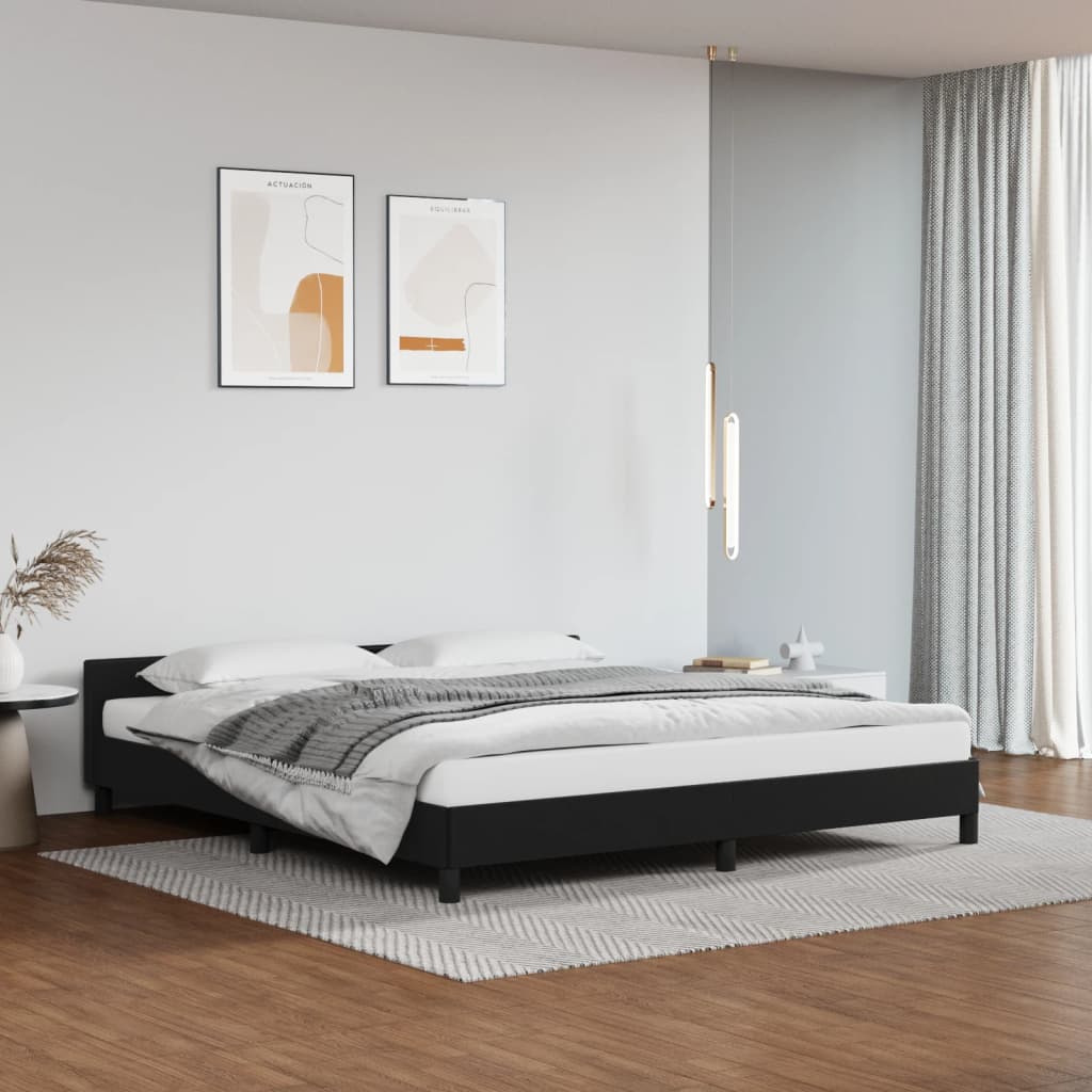 vidaXL Cadru de pat cu tăblie, negru, 180x200 cm, piele ecologică