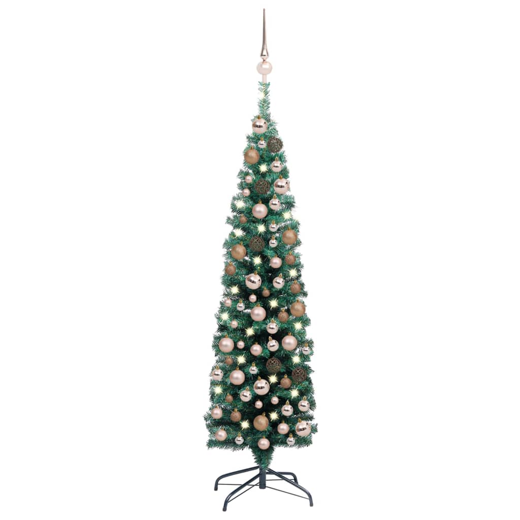 vidaXL Brad Crăciun artificial pre-iluminat, set globuri, verde 120 cm