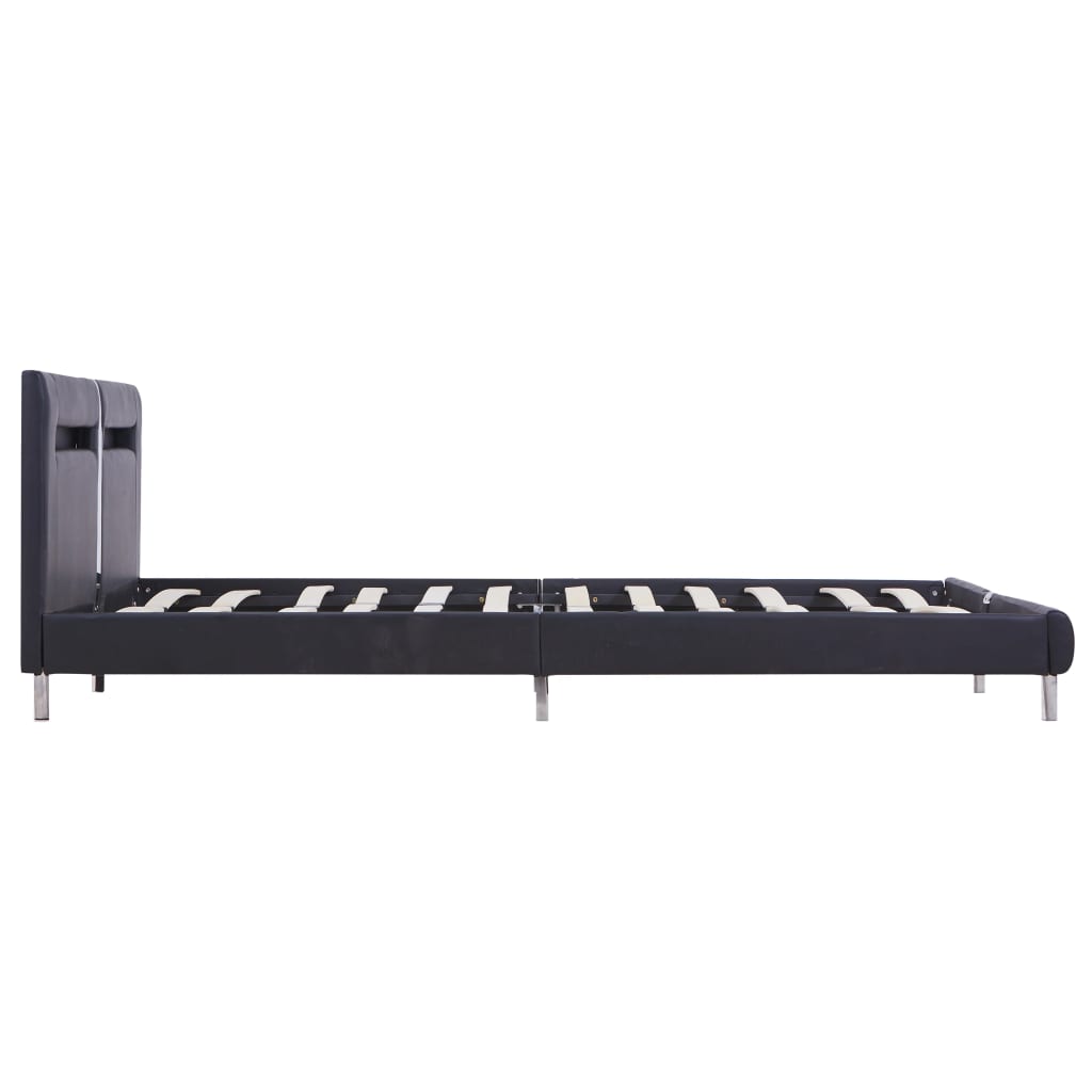 vidaXL Cadru de pat cu LED, negru, 180 x 200 cm, piele artificială
