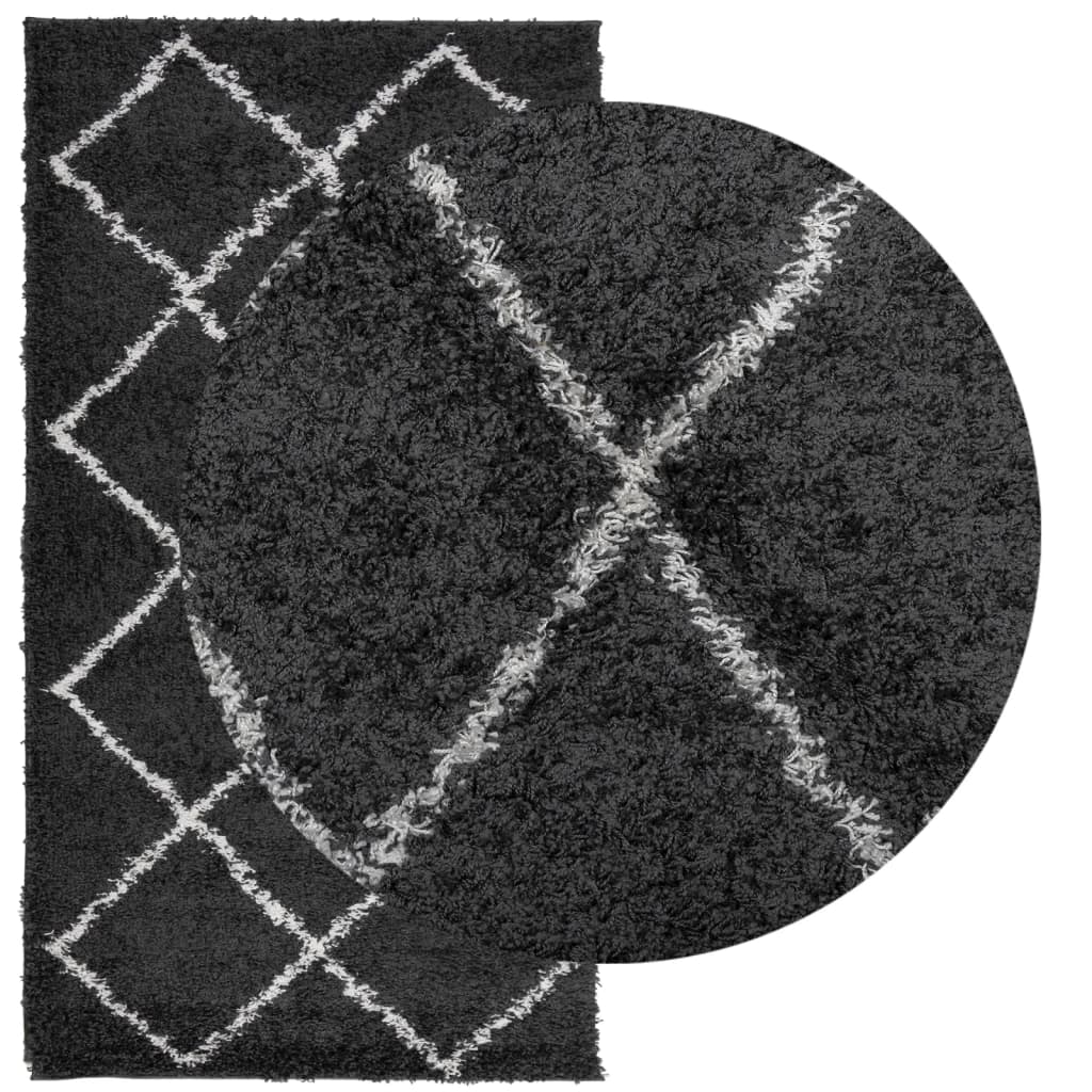 vidaXL Covor pufos "PAMPLONA" cu fire înalte, negru și crem, 60x110 cm