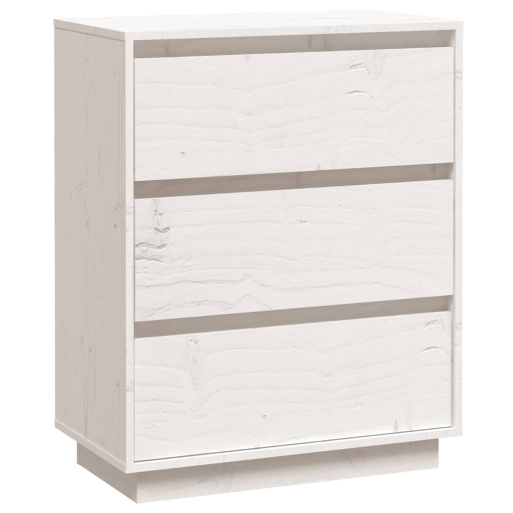 vidaXL Dulap, alb, 60x34x75 cm, lemn masiv de pin