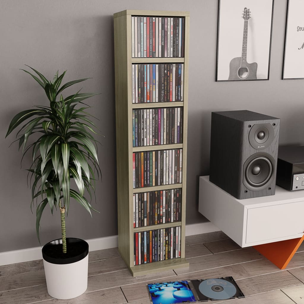 vidaXL Dulap CD-uri, stejar sonoma, 21x20x88 cm, lemn compozit