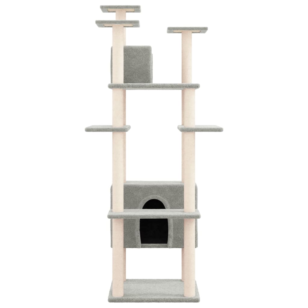 vidaXL Ansamblu de pisici, stâlpi din funie sisal, gri deschis, 162 cm