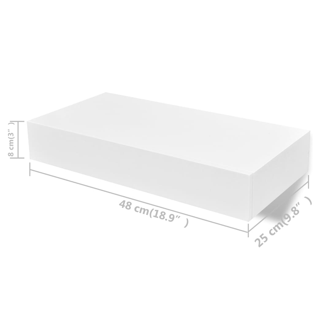 vidaXL Rafturi de perete suspendate cu sertare, 2 buc., alb, 48 cm