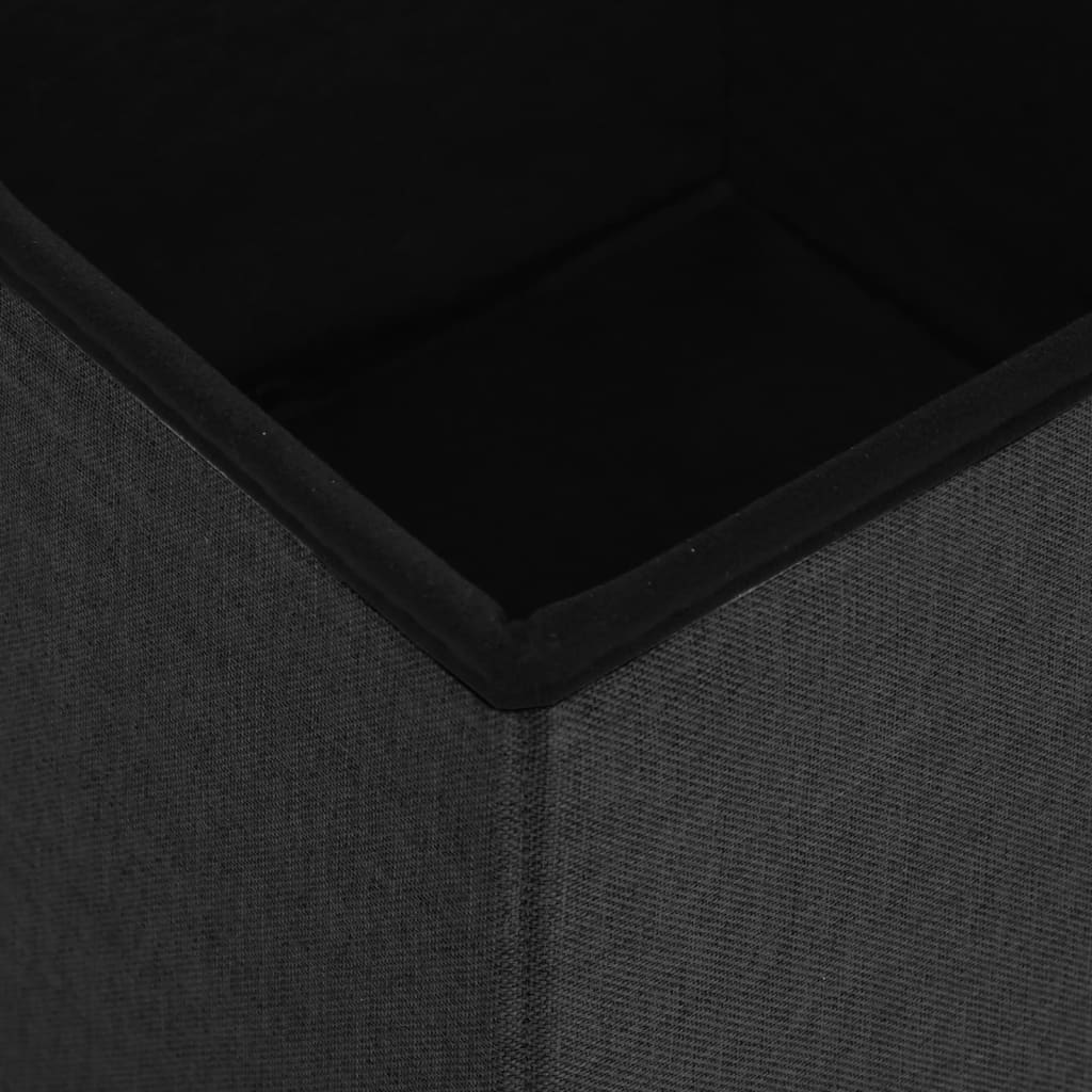 vidaXL Taburete de depozitare pliabile, 2 buc., negru, imitație pânză