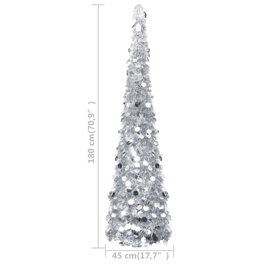 vidaXL Brad de Crăciun artificial tip pop-up, argintiu, 180 cm, PET