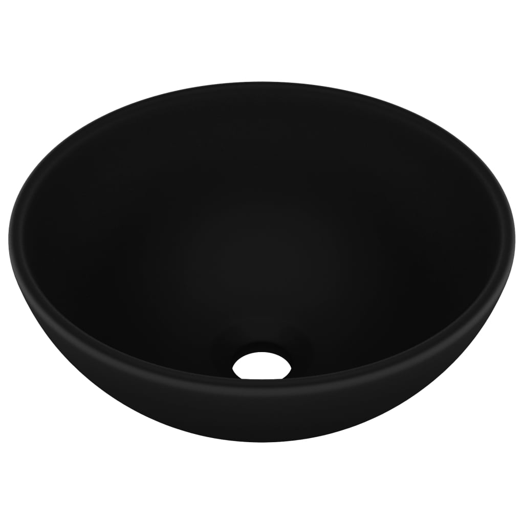 vidaXL Chiuvetă baie lux, negru mat, 32,5x14 cm, ceramică, rotund
