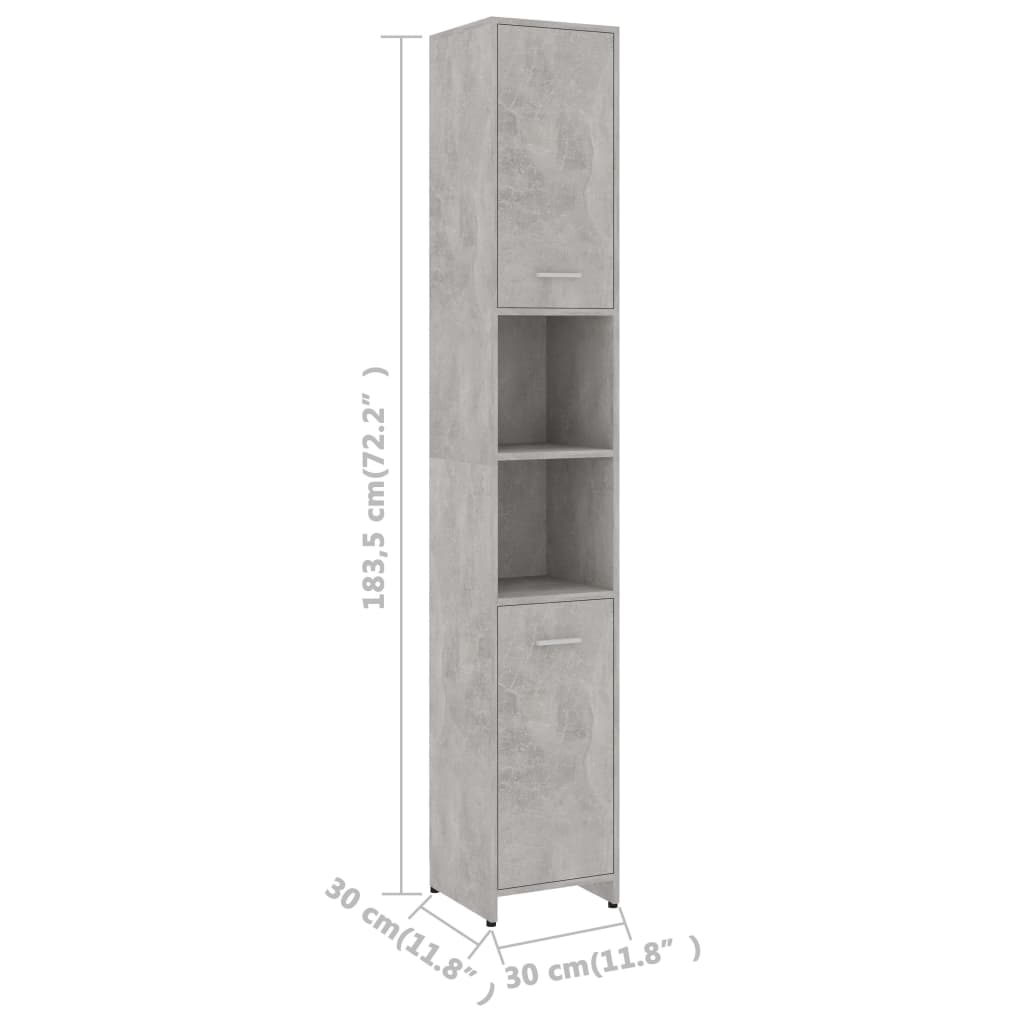 vidaXL Set mobilier baie, 3 piece, gri beton, lemn prelucrat