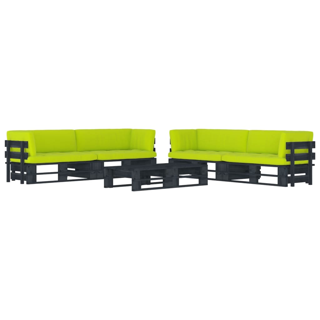 vidaXL Set mobilier paleți cu perne, 6 piese, negru, lemn pin tratat