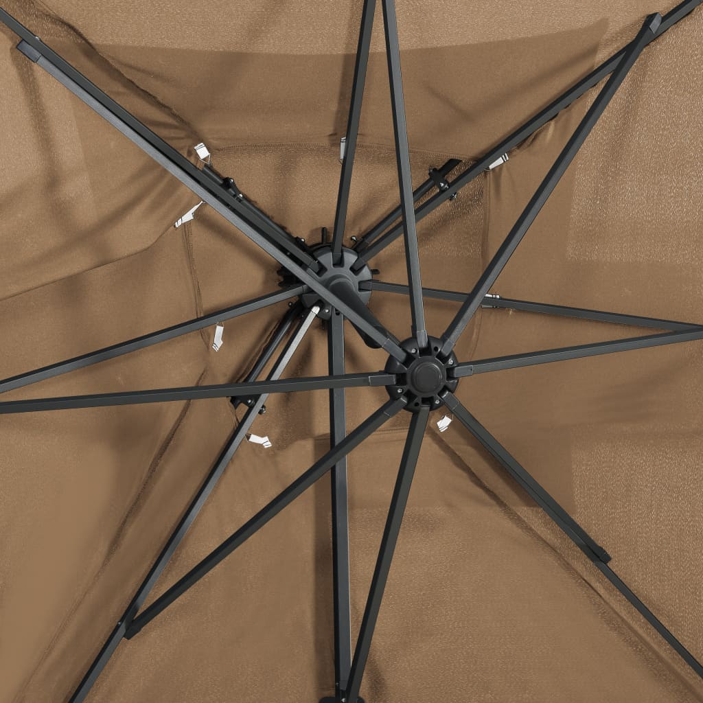 vidaXL Umbrelă suspendată cu înveliș dublu, gri taupe, 250x250 cm