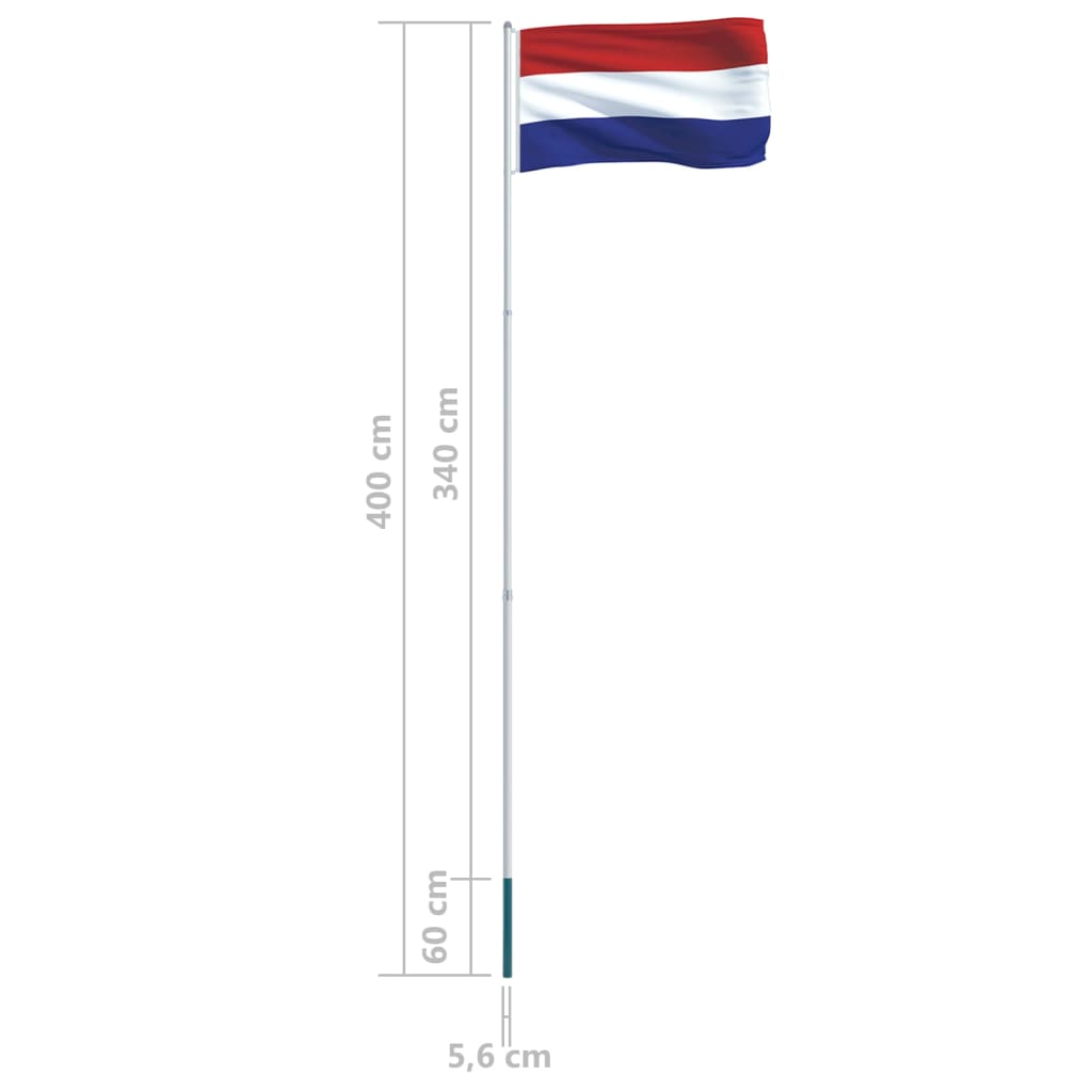 vidaXL Steag Olanda și stâlp din aluminiu, 4 m