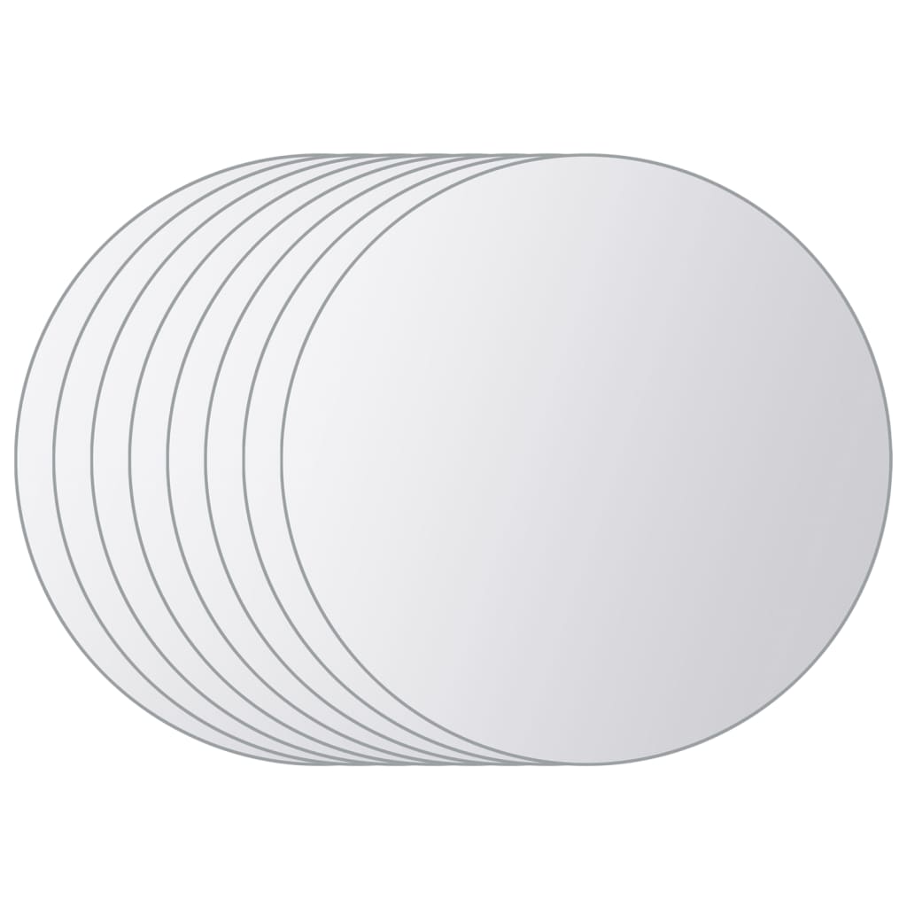 vidaXL Plăci de oglindă rotunde, sticlă, 8 buc