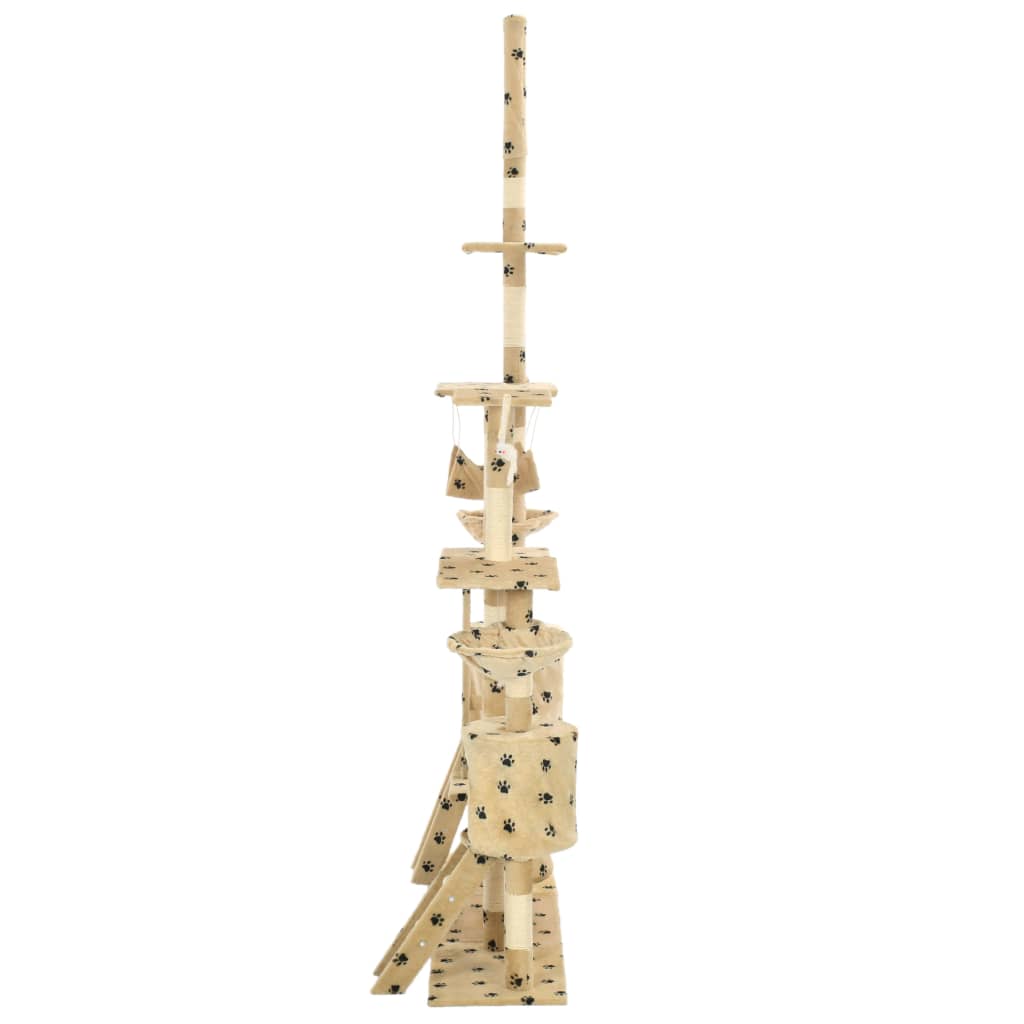 vidaXL Ansamblu pisici cu funie sisal, 230-250 cm imprimeu lăbuțe, bej
