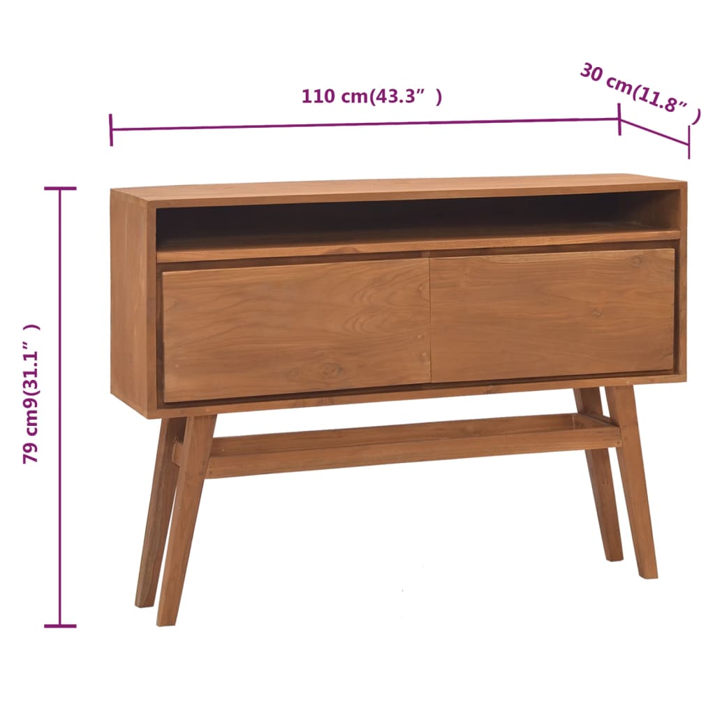 vidaXL Masă consolă, 110x30x79 cm, lemn masiv de tec