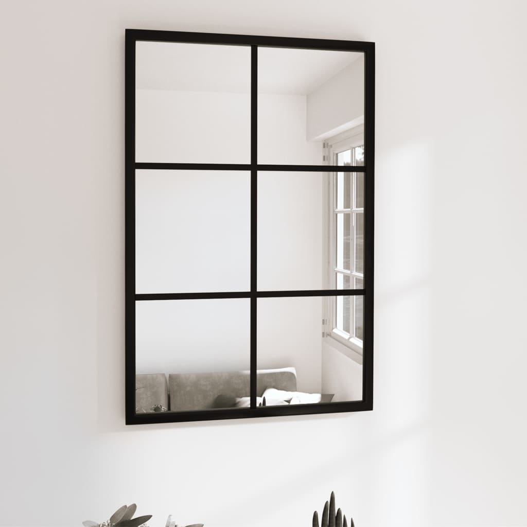 vidaXL Oglindă de perete, negru, 60x40 cm, metal
