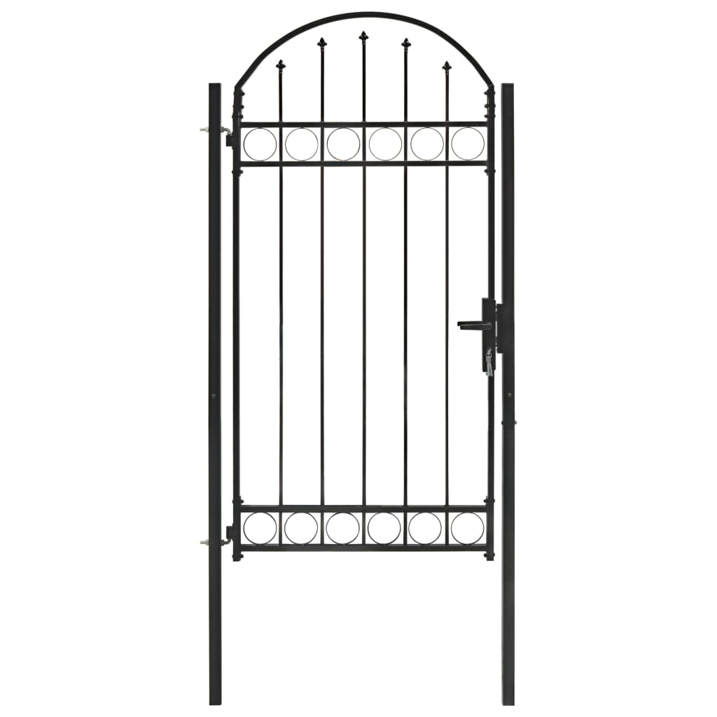vidaXL Poartă de gard cu arcadă, negru, 100 x 250 cm, oțel