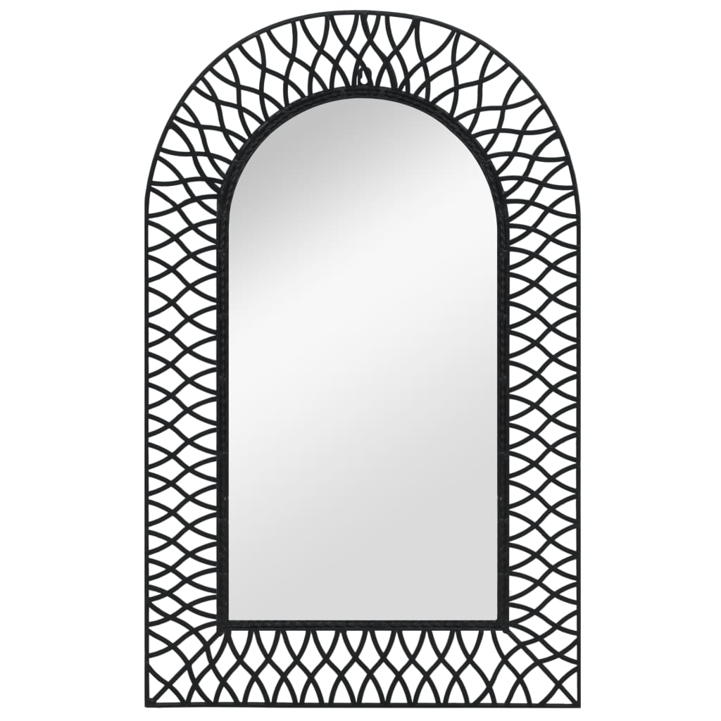 vidaXL Oglindă de perete de grădină, negru, 50 x 80 cm, arcuită