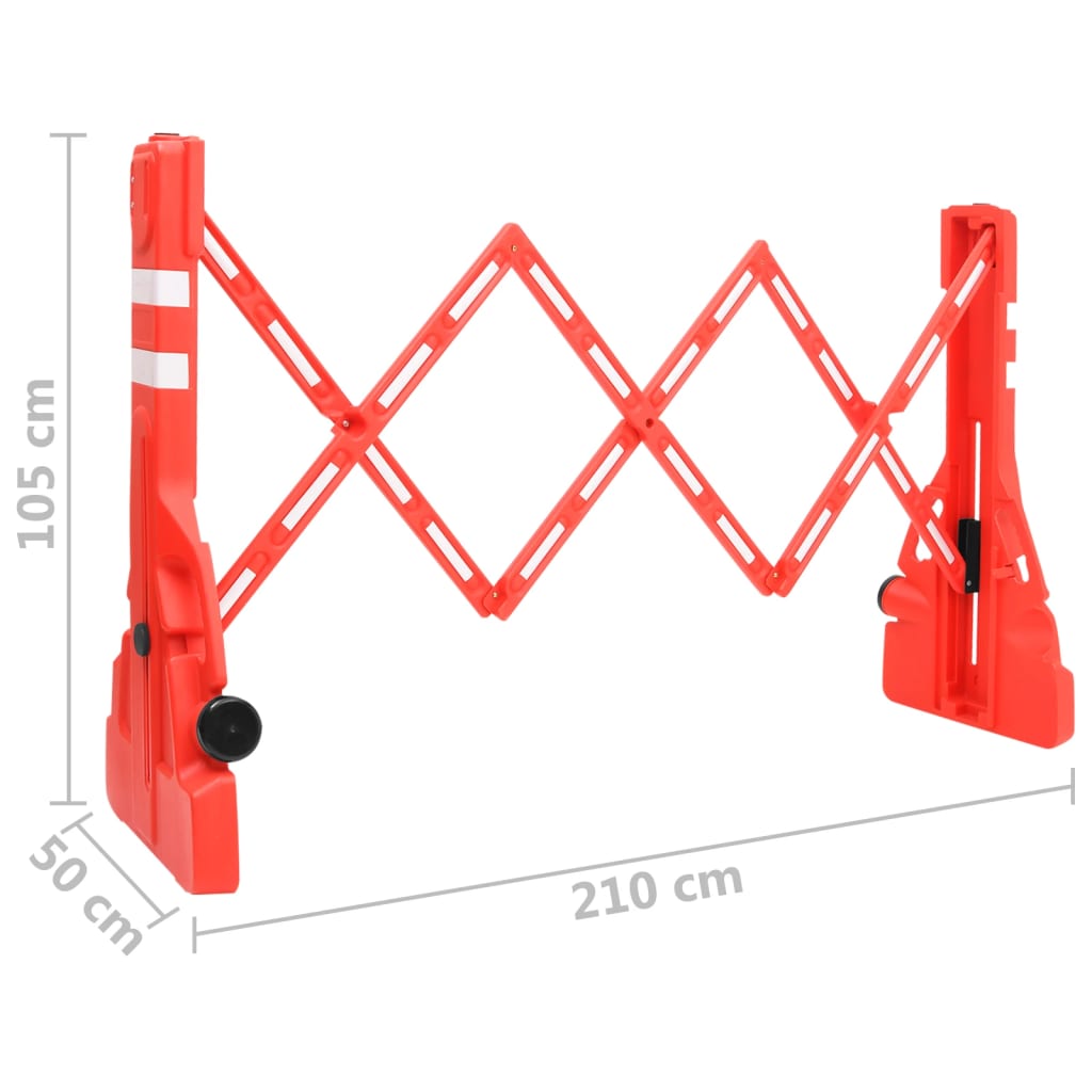 vidaXL Barieră de trafic pliabilă, roșu, 210x50x105 cm