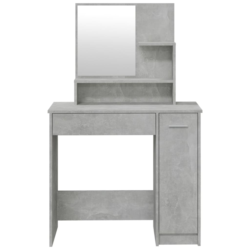 vidaXL Masă de toaletă cu oglindă, gri beton, 86,5x35x136 cm