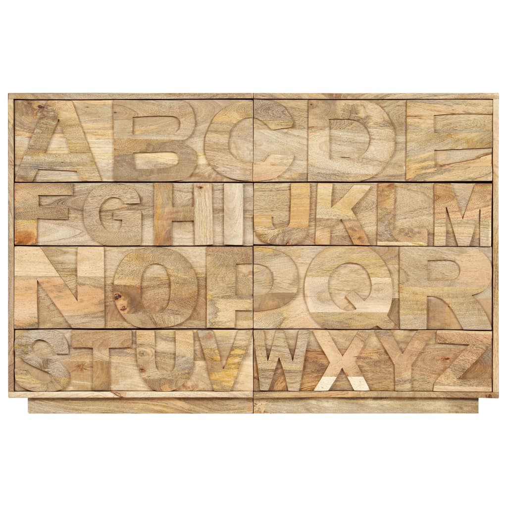 vidaXL Comodă alfabet cu 6 sertare, 120x35x79 cm, lemn masiv de mango