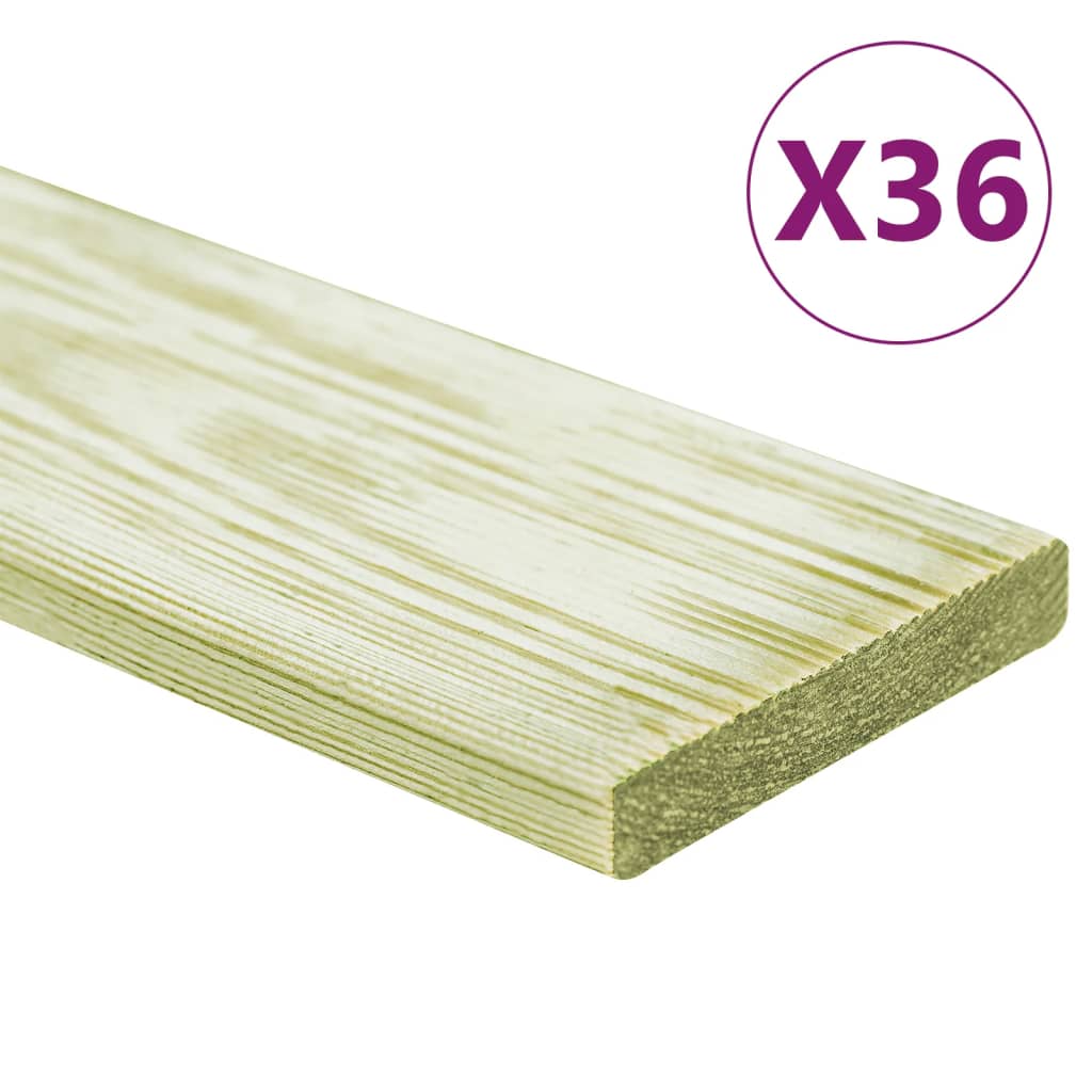 vidaXL Plăci de pardoseală 36 buc. 4,32 m² 1 m, lemn masiv pin tratat