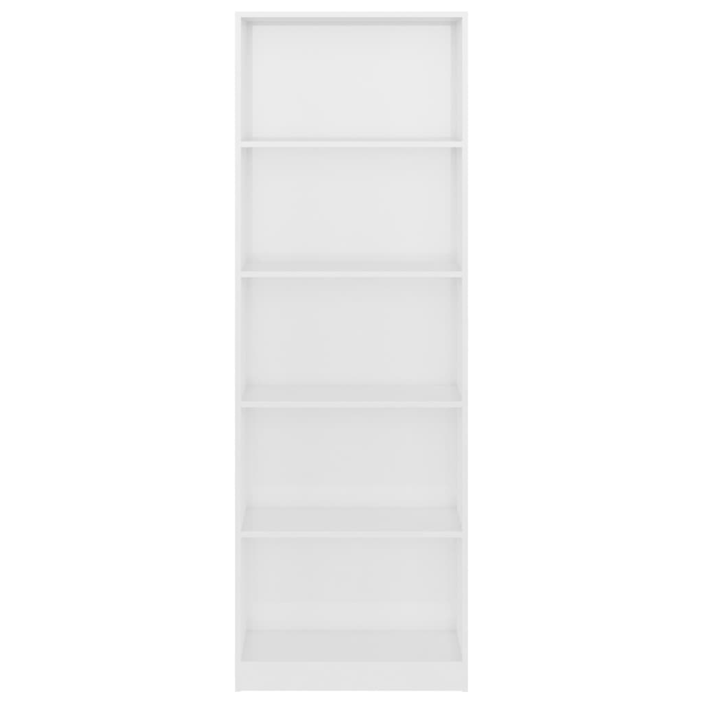 vidaXL Bibliotecă cu 5 rafturi, alb extralucios, 60x24x175 cm, PAL
