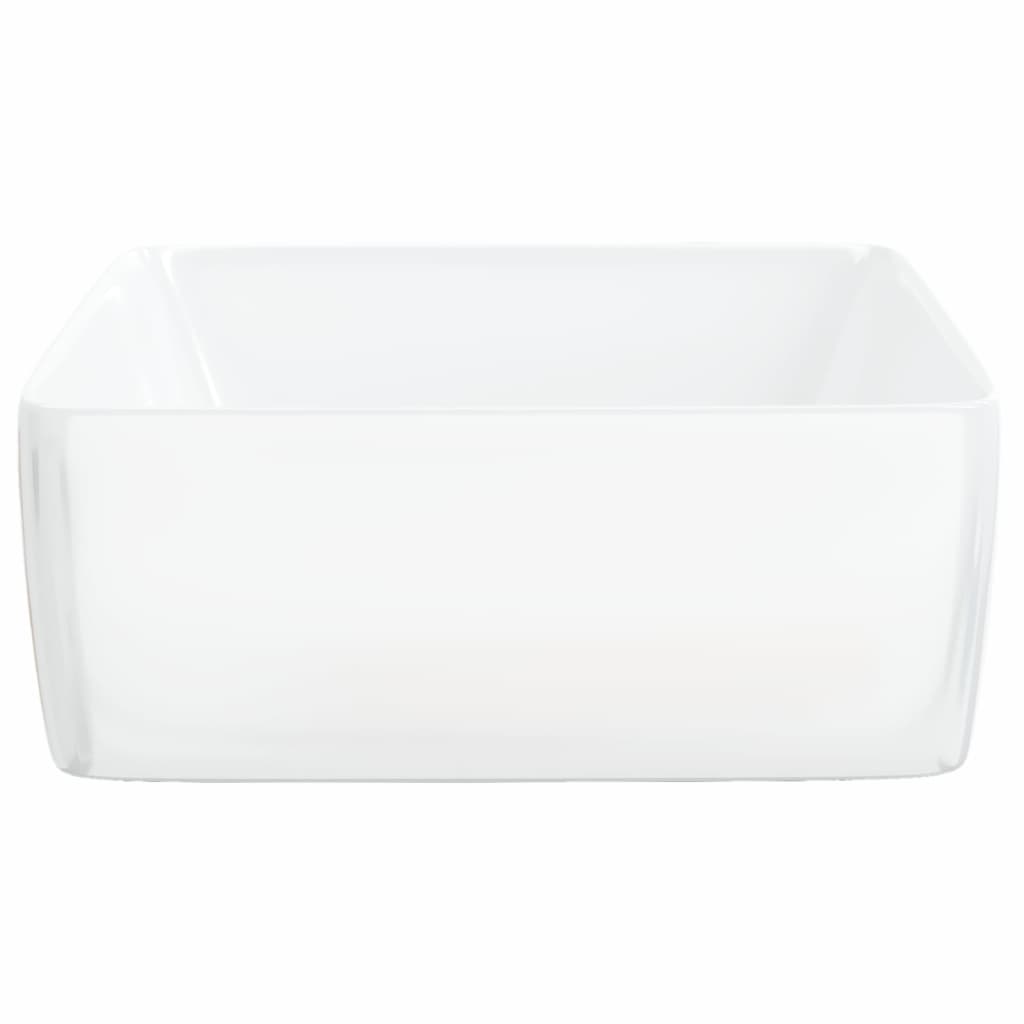 vidaXL Chiuvetă de baie, alb, 48x37x13 cm, ceramică, dreptunghiulară