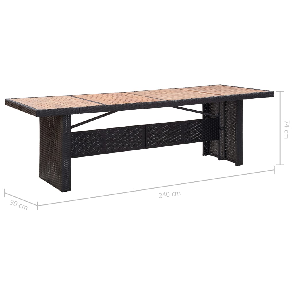 vidaXL Set mobilier exterior, 11 piese, negru, poliratan, lemn acacia