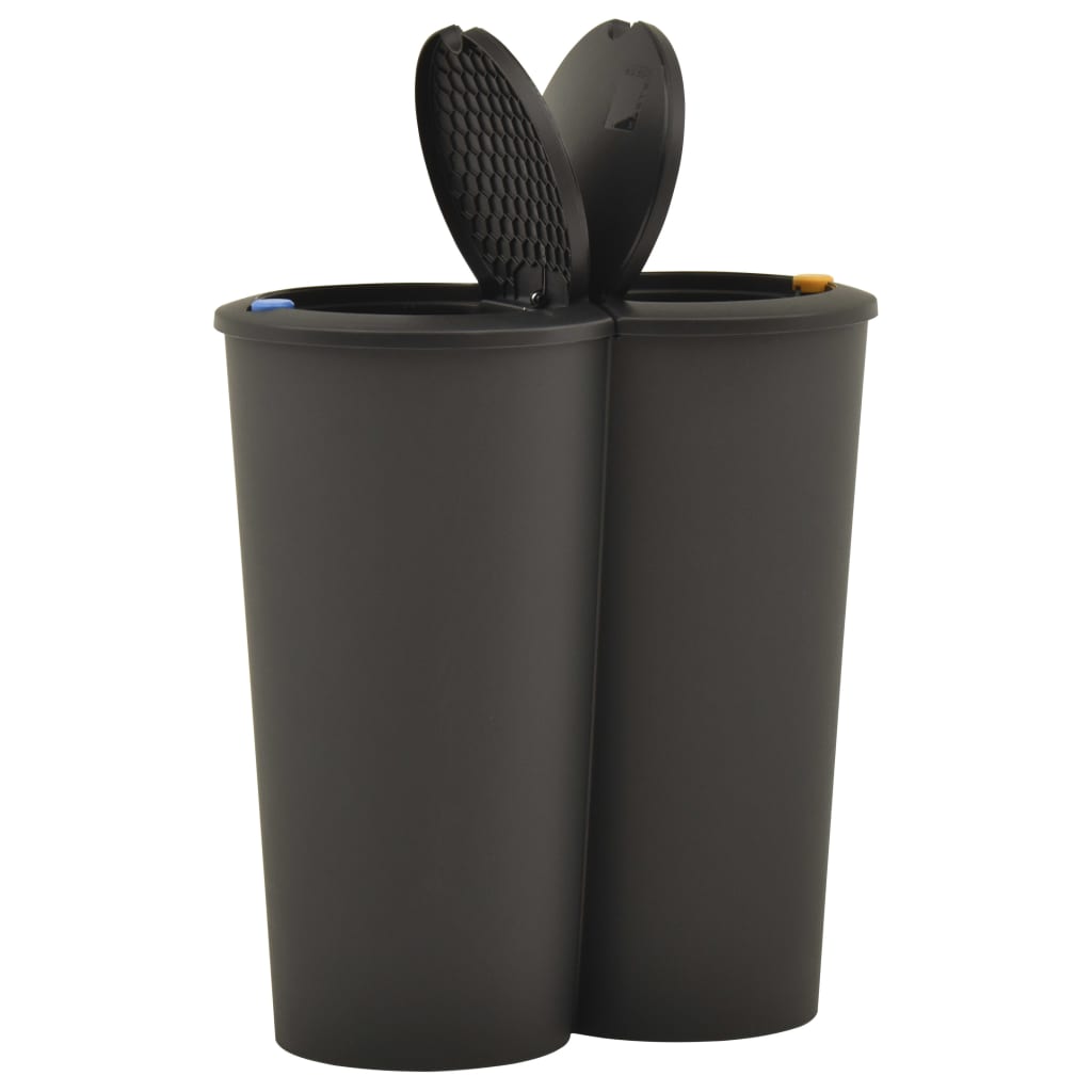 vidaXL Coș de gunoi dublu 50 L negru