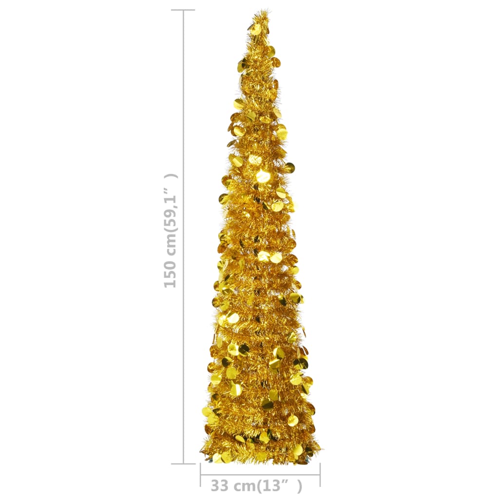 vidaXL Brad de Crăciun artificial tip pop-up, auriu, 150 cm, PET