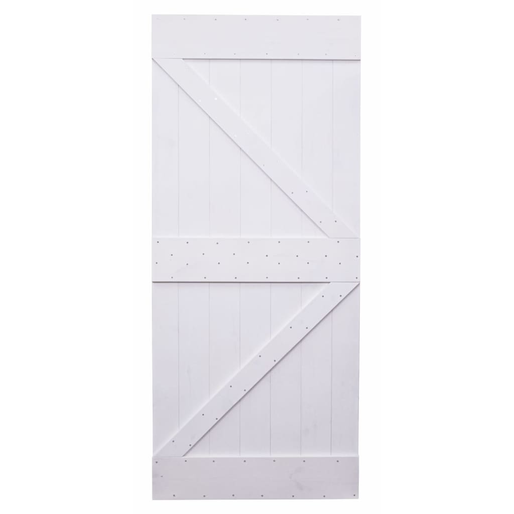 vidaXL Ușă glisantă cu set feronerie,alb, 90 x 210 cm, lemn masiv de pin