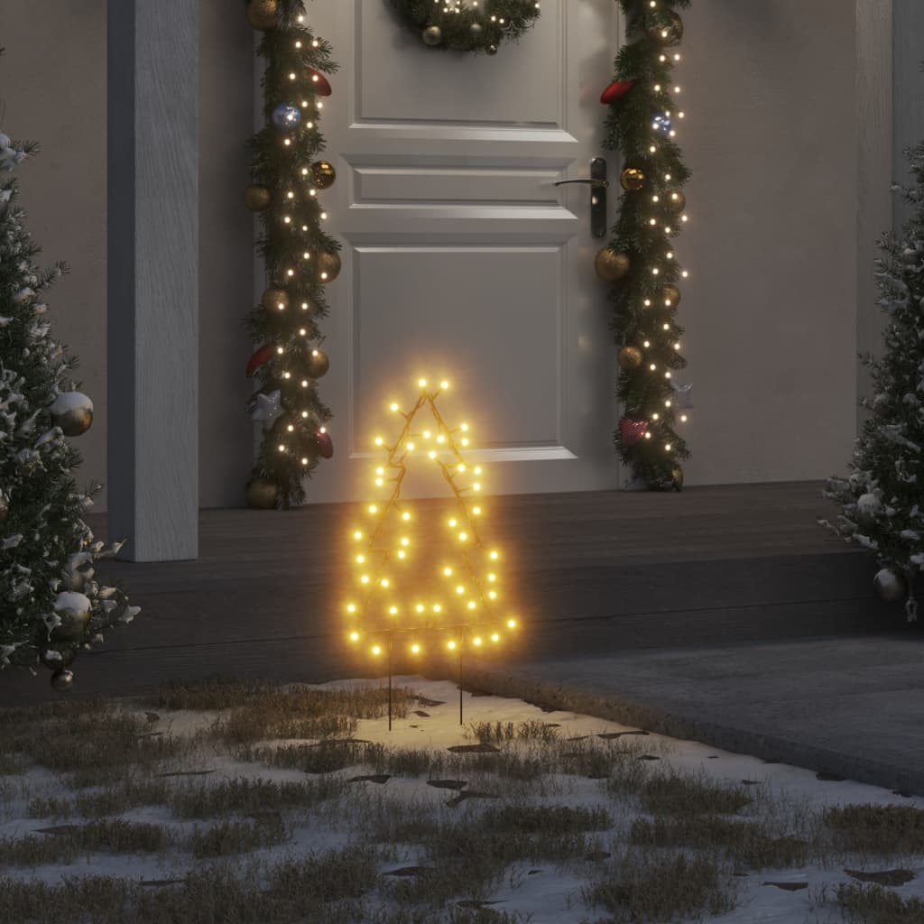 vidaXL Decor brad cu lumini de Crăciun cu țăruși 3 buc. 50 LED 30 cm