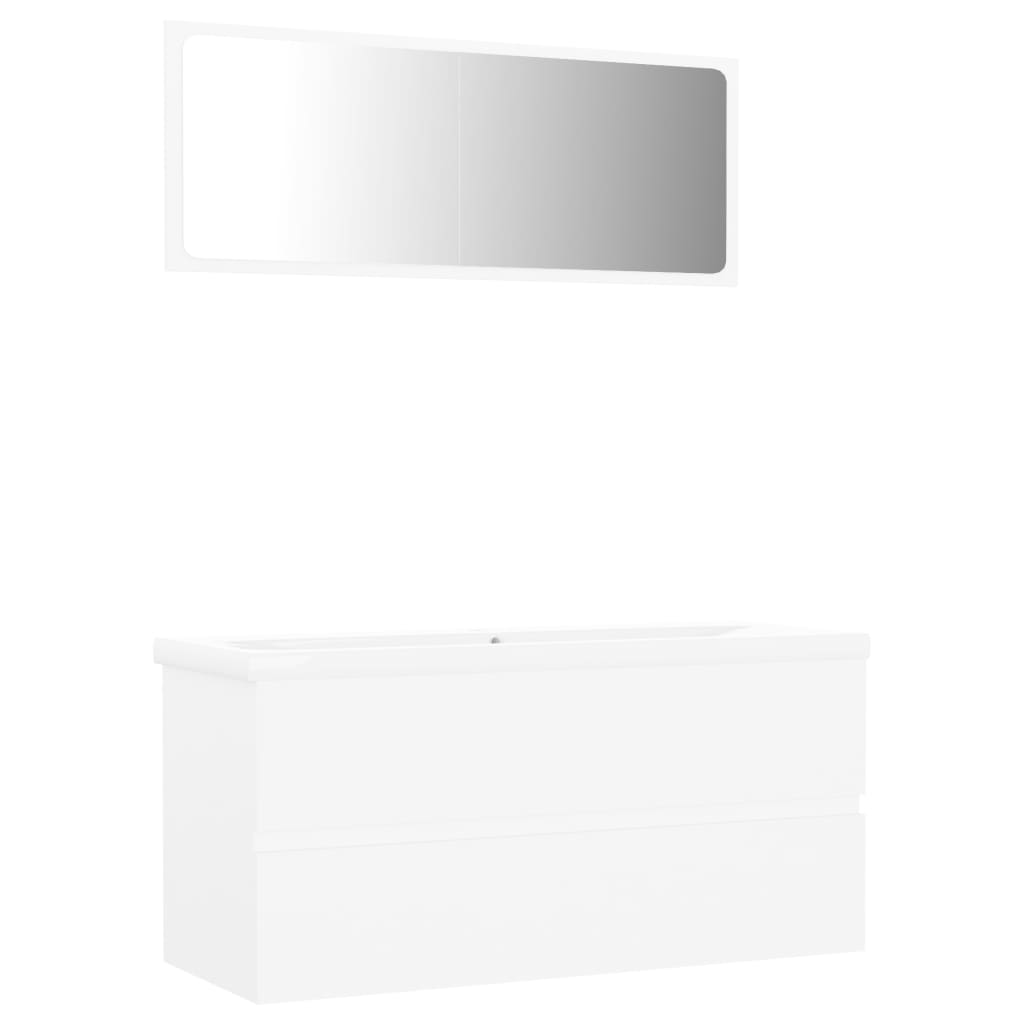 vidaXL Set mobilier de baie, alb, lemn prelucrat