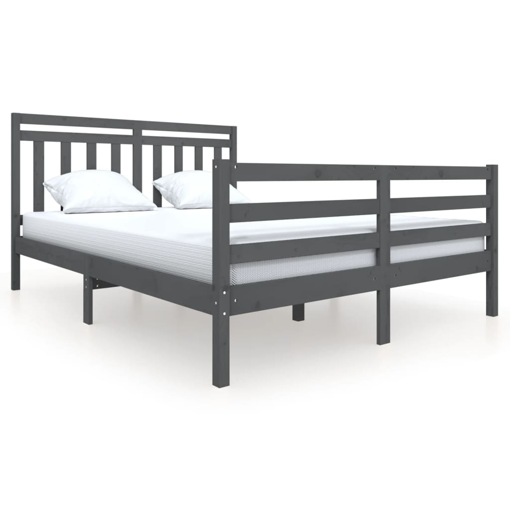 vidaXL Cadru de pat, gri, 160x200 cm, lemn masiv