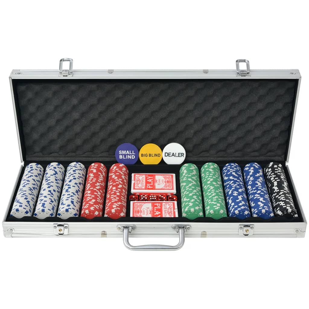 vidaXL Set de poker cu 500 de jetoane din aluminiu | vidaXL.ro