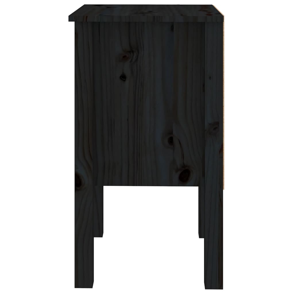 vidaXL Noptiere, 2 buc., negru, 40x35x61,5 cm, lemn masiv de pin