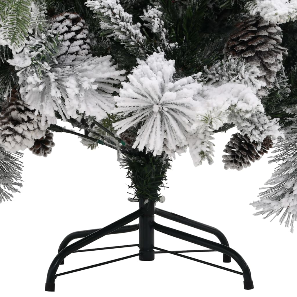 vidaXL Brad de Crăciun cu zăpadă & conuri, 225 cm, PVC&PE